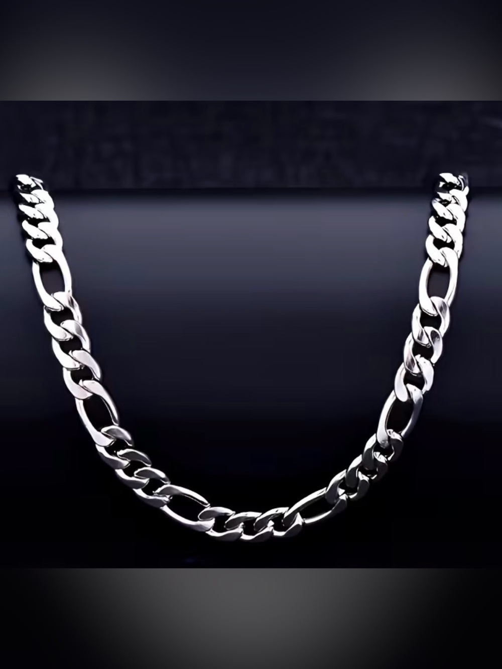 Polished 925 Sterling Silver 8mm Figaro Necklace 22”